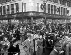 crowded street Detroit