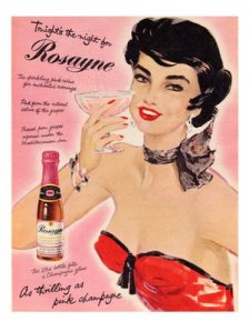 sparkling pink wine1950s
