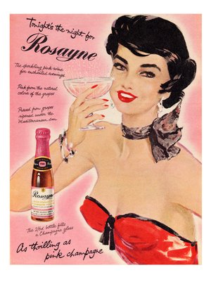 sparkling pink wine1950s