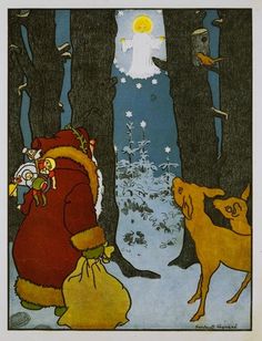 1930s Santa and reindeer